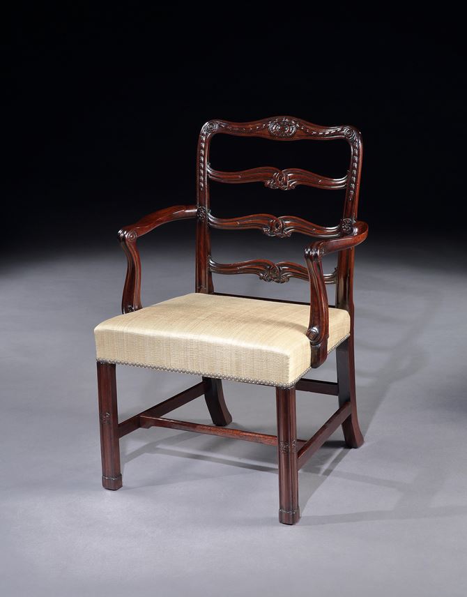 A pair of mahogany ladder back armchairs | MasterArt